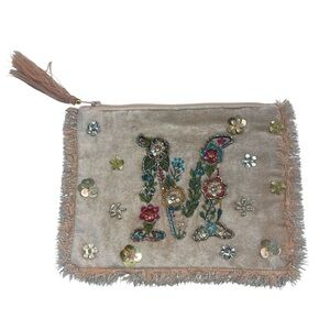 Tan Bohemian Clutch with Sequins and Studs